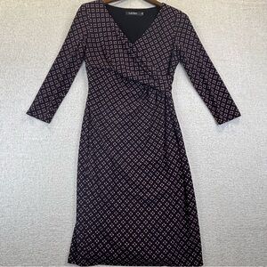 Lauren Ralph Lauren Midi Dress Women's Long Sleeve Wrap Design Maroon Size 4